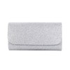 Premium Small Metallic Glitter Flap Clutch Evening Bag Handbag, Silver