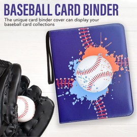 Trading Card Binder with Sleeves, 9 Pocket Baseball Card Binder, Fits 900 Cards with 50 Sleeves,Collectible Trading Card Albums, Sports Card Binder