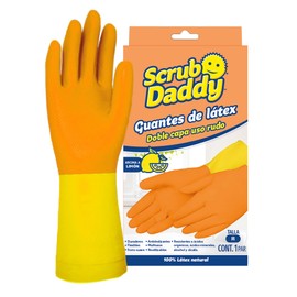 Guantes de Látex doble capa uso rudo, Scrub Daddy, talla M.