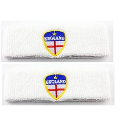 Mytoptrendz® 2 PCS England St. George Sports Sweat Headbands Soft Stretchy Hair Bands For Women Nen Performance Headband (White - Embroidered St George Cross and England logo)