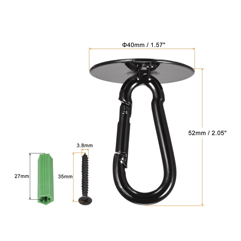 sourcing map Ceiling Hooks Snap Hook Wall Mounted 40x52mm Iron