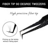 VAVALASH Lash Tweezers for Eyelash Extensions, Fiber Tip Diamond Grip