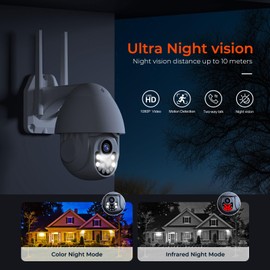 PGST Outdoor Surveillance Camera Surveillance Camera 2.4 GHz WiFi IP Camera Outdoor Camera Cable 360° PTZ Video Surveillance Outdoor Camera Dome Home Kit with Automatic Tracking