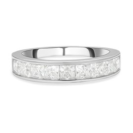 TJC Moissanite Eternity Ring for Women in 925 Sterling Silver Size O Metal Wt. 2.76 Grams