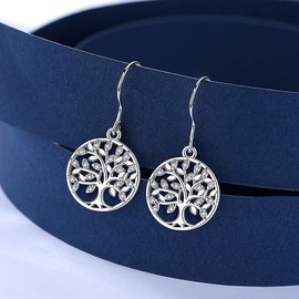 AEONSLOVE Tree of Life Earrings for Women, Family Tree Earrings, 925 Sterling Silver Drop Dangle Earings for Women Mother Daughter Wife, Tree of Life Jewelry