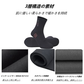 Neoprene Diving Socks 1.5mm Diving Wetsuit Water Fin Socks, Flexible Anti Slip Warm Surfing Booty Beach Socks, Snorkeling, Surfing, Kayaking, Swimming, Diving Water Sports (1.5W-BK-M)
