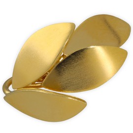 Gold-Plated 925 Sterling Silver Elf Ear Cuff Earring, Ear Cuff for Non-Pierced Earring, New Greek Earring, Handmade, Angled Earring, Olive Leaf Earring (Silver Gold-Plated)