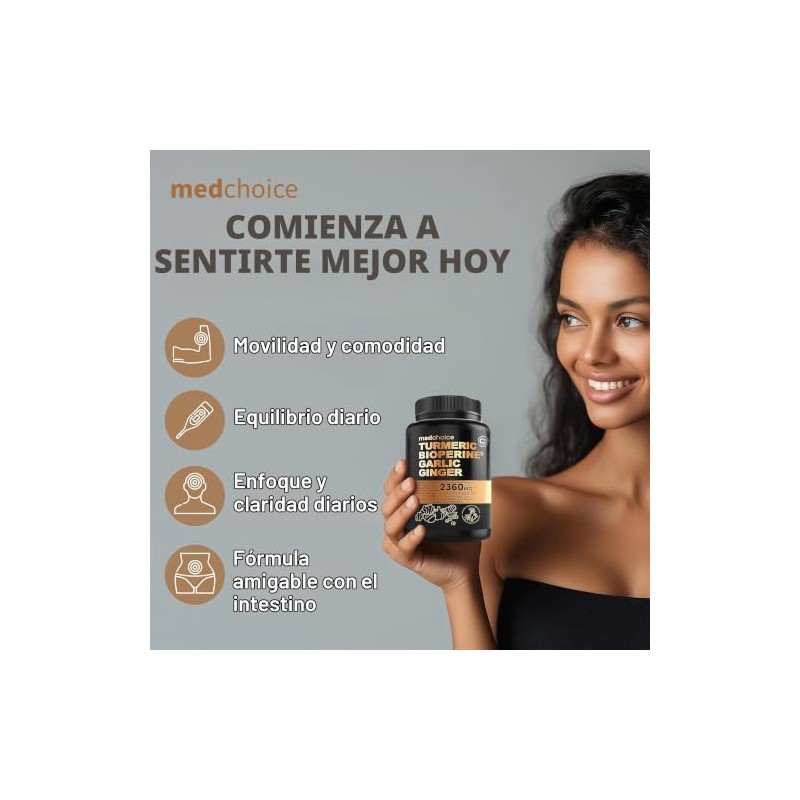 MedChoice | Curcumina de Cúrcuma 4 en 1 con Bioperina