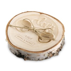 Kartenmachen.de Wedding Ring Cushion Love Birch Disc Engraving Individual Approx. 11 cm Diameter - Name Box