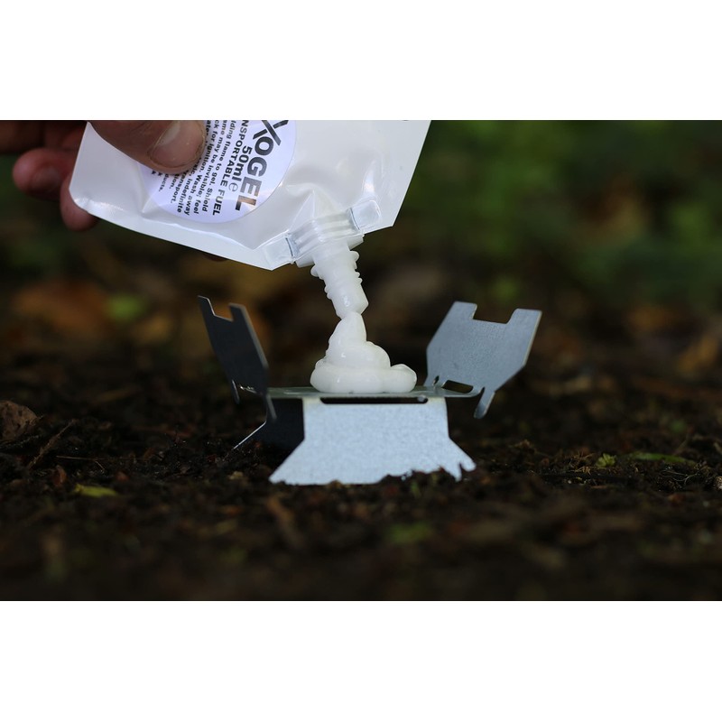 Emergency Stove and Fuel Kit. Compact 'fold-up' stove and gel