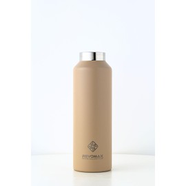 REVOMAX Carbonated Vacuum Insulated Bottle, No Cap, 20 oz (592 ml), 18 Hours, Cold for 36 Hours (Sand Beige)