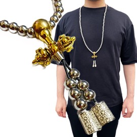 GETON Men's Stainless Steel Prayer Beads Necklace, Bracelet, Wire Rope Use, Silver Accessory, Amulet