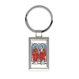 Saints Marcellinus and Peter : Gift Rectangular Keychain Catholic Religious