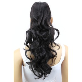 PRTTYSHOP Hair Piece Pony Tail Extension Draw String Voluminous Curly Heat-Resisting 22" off black # 3 PH19