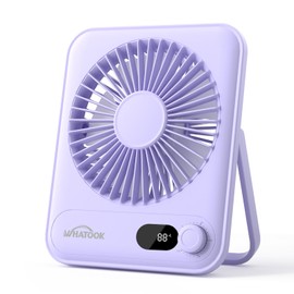 WHATOOK Small Desk Fan Personal Fans: 2000mah 10 Hours Battery Office Quiet Mini Desktop Fan Portable Rechargeable Travel Essentials