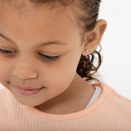 925 Sterling Silver Classic Clear 4mm Tiny Ball Stud Earrings with Safe Screw Back - Elegant for Babies, Toddlers & Young Girls