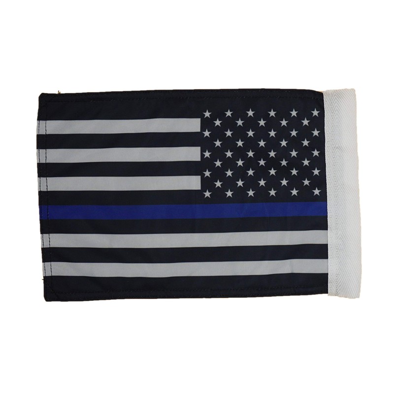 Hot Rides Durable Motorcycle Flag USA Black with Blue Line
