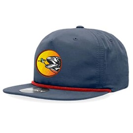 ThatsRad Trout & Fly 5 Panel Rope Snapback Hat Cap Fly Fishing (Blue/Red Rope)