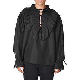 Rubie's Pirates of The Seven Seas Black Linen Pirate Shirt - Adult Standard Costume