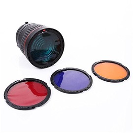 Foto4easy 10X Studio Light Focus Mount Lens Adjust for Flash & LED Light with 4 Color Filters