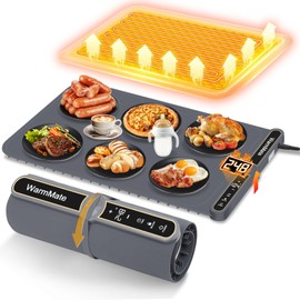 WarmMate Warming Mat for Food，9-Temp Adjustable Electric Warming Tray, 8s Fast Heating, 6H Timer, Portable Graphene Food Warmer for Buffet, Party, Kitchen, Dining (Roll-Up Design，Dark Grey)