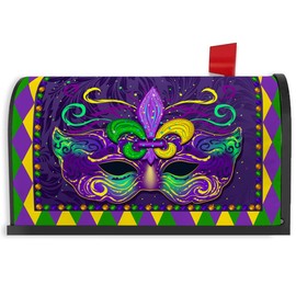 Mardi Gras Mailbox Cover New Orleans Brazi Carnival Letterbox Covers Fat Tuesday Decor Mardi Gras Decorations for Outdoor Garden Yard Mailbox