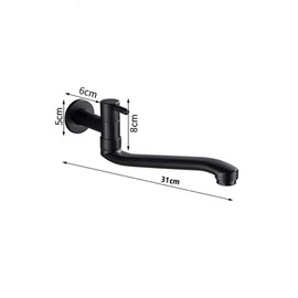 Wall-Mounted Black Cold Water Faucet Washing Machine Mop Pool Garden Taps (31cm)