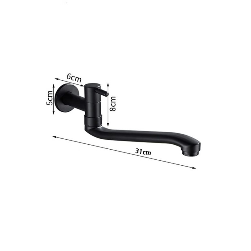 Wall-Mounted Black Cold Water Faucet Washing Machine Mop Pool Garden