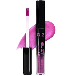 RUICHING Glitter Lipstick, Purple Pink Metallic Shimmer Long Lasting Red Lip Gloss Lip Stain, Matte Waterproof Non-stick Cup Glitter Lipstick for Women
