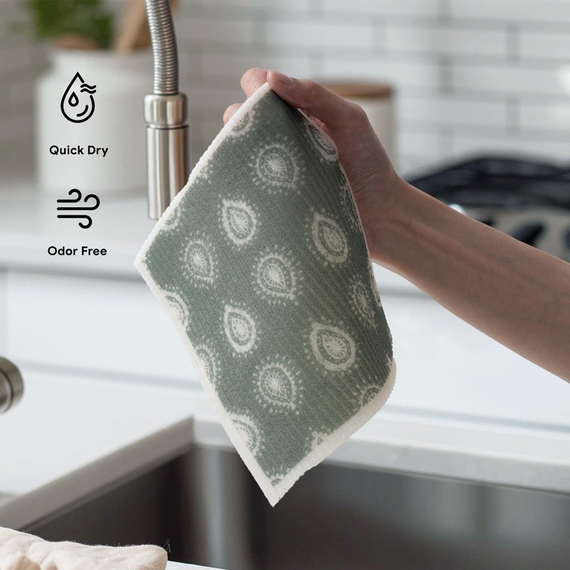 RECYCO Swedish Dishcloths for Kitchen | 5 Pack Gem Washable