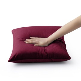 Seechoo Velvet Cushion Covers, Set of 2, 45cm x 45cm, 18x18 Inch, 17 Colours, Extra Soft Plush, Decorative, Invisible Zipper (Burgundy)