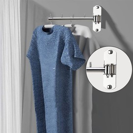 KRISFD Stainless Steel Coat Hook, Wall Clothes Rack, Foldable Towel Holder, Clothes Rail, Coat Hook, Bathroom Swing Arm Holder for Clothes, Hanging, Wall Mounting, Brushed