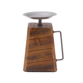 Elements 5.31x4.53x7.28 Inch Wood and Metal Pillar Holder with Handle, for Use with Wax or Flameless Pillar Candle