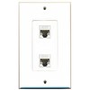 RiteAV - 2 Port Cat5e Ethernet White Wall Plate Decorative