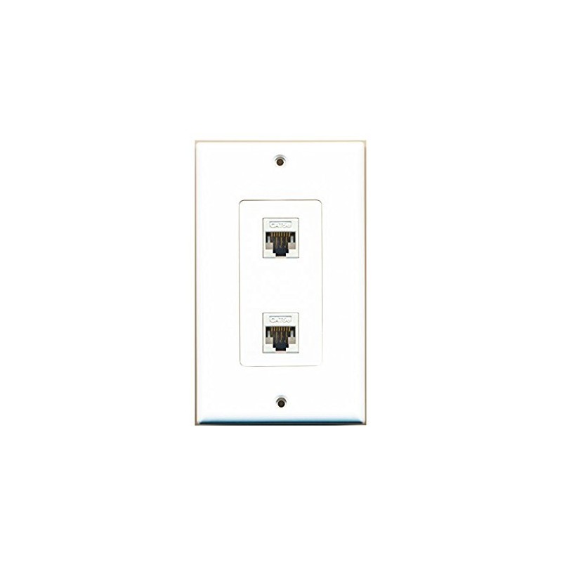 RiteAV - 2 Port Cat5e Ethernet White Wall Plate Decorative
