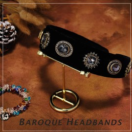 Sinalty Black Pearl Wide Headbands Baroque Rhinestone Head Band with Beaded Hair Ties Vintage Velvet Crystal Hairbands Party Headpieces for Women (Gorgeous)