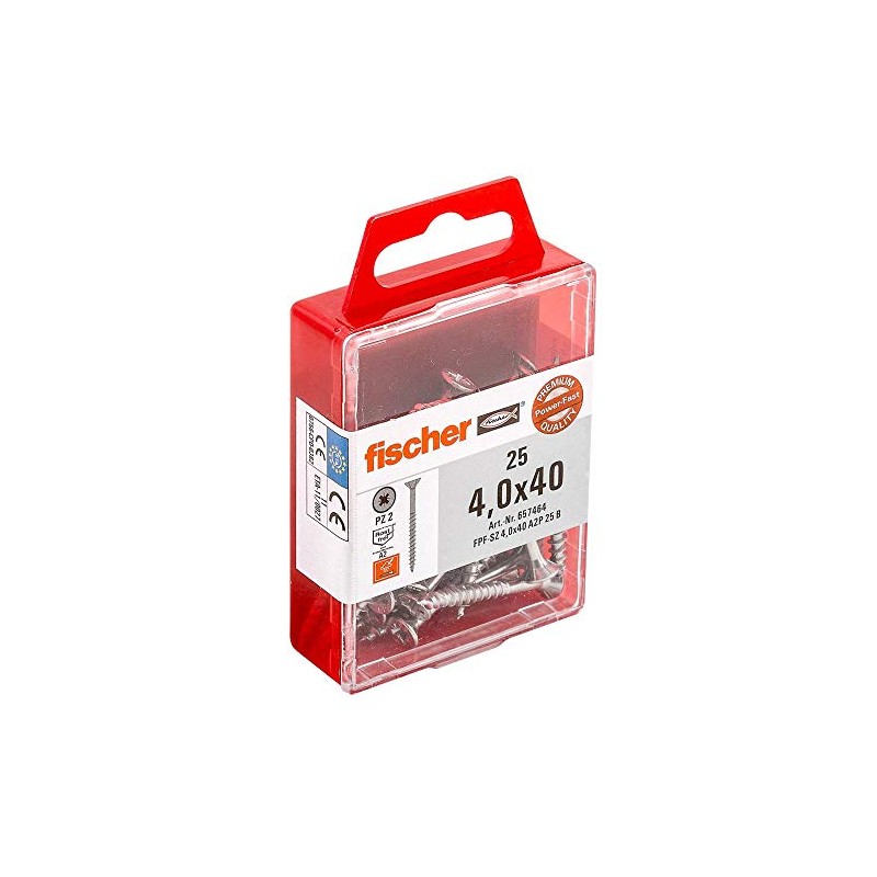 Fischer 657464 4.0 x 40 mm A2 TG PZ"Power-Fast" Countersunk