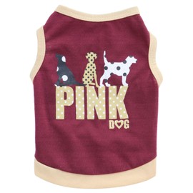 Oasis Plus Pink Dog Printed Brown 100% Cotton Pet T-Shirt Vest Costume Clothes for Small Female Male Dogs Cats Rabits