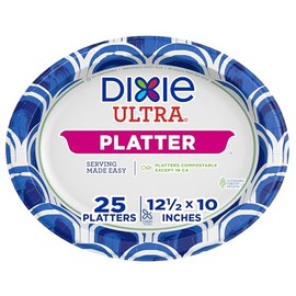 Dixie Ultra Disposable Paper Platters, 10" x 12.5", 25 Count – Durable, Sturdy Design