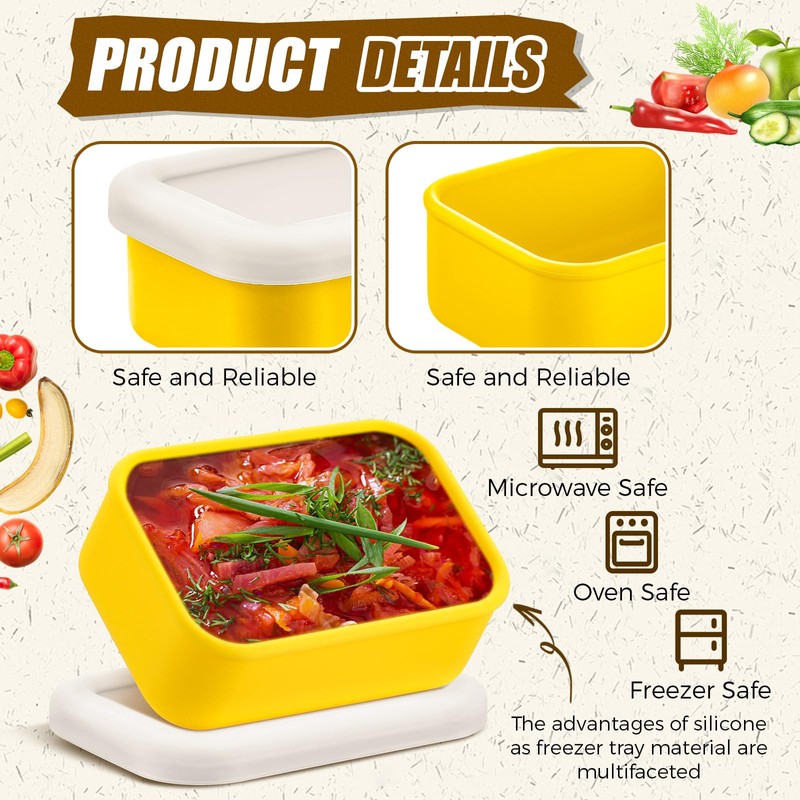 Nuogo 8 Pcs 1 Cup Silicone Freezer Containers with Lid