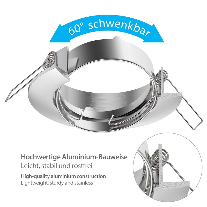 ledscom.de CIRC Ceiling Mounting Frame, Round, Swivelling, Matt Aluminium, Pack