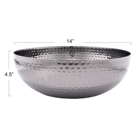 Creative Co-Op Round Hammered Metal Bowl, Oxidized Silver
