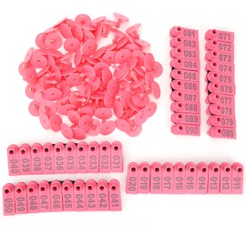 Pack of 100 Ear Tags for Livestock Plastic Earring Identification Card for Goats Sheep Cattle Cows Pigs (Pink)