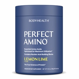 BodyHealth PerfectAmino Powder - BCAA and EAA Powder for Pre and Post Workout - Amino Acid Energy Drink for Men and Women to Support Lean Muscle and Recovery - Lemon Lime - 60 Servings