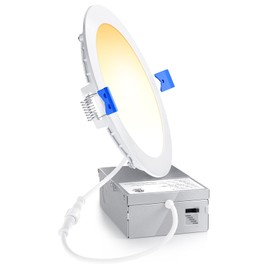 Ensenior 1 Pack 6 Inch LED Recessed Light, Dimmable, 2700K-5000K 5CCT, 1200LM High Brightness, 12W 120V, Damp Rated, Ultra-Thin Canless Wafer Ceiling Light - ETL & FCC & IC