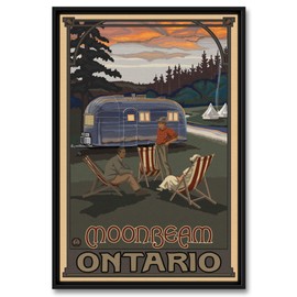 Moonbeam Ontario Airstream Trailer Professionally Framed Giclee Archival Canvas Wall Art for Home & Office from Travel Artwork by Artist Paul A. Lanquist 12" x 18"