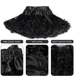 CRAZY GOTEND Girls' Laye Ruffle Tulle Ballet Tutu Skirt Mother Daughter Black 8-10Years
