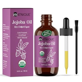 Aceite de jojoba de 2 oz, certificado orgánico por el USDA, 100 puro para el crecimiento del cabello, el rostro y la piel. Aceite capilar 100 natural 