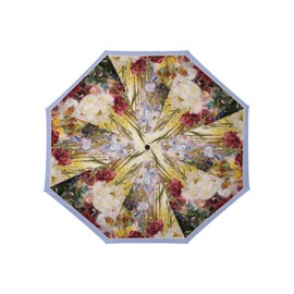 RainCaper Reverse Inverted (inside-out) Windproof Museum Tiffany Peonies and Iris Reverse-opening Upside Down Umbrella with C-shaped Handsfree Handle