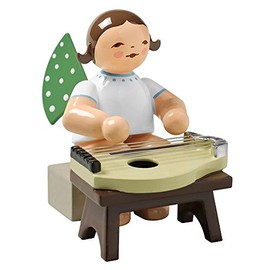 Wendt & Kuhn Brunette Hand Painted Grunhainichen Angel Zither Figurine Sitting
